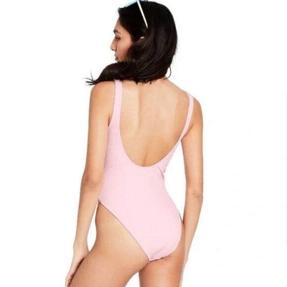 Stoney Clover X Target Pink Ribbed Henley One Piece Swimsuit - Picture 4 of 8